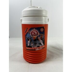 NOS Igloo 1/2 Half Gallon Flip Spout Water Jug Beverage Cooler Orange & White